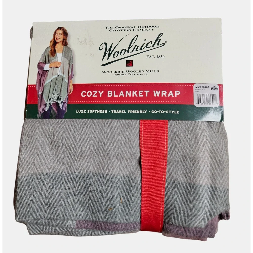 Woolrich Cozy Blanket Wrap Fringed Reagan Shawl Luxe Travel Womens One Size‎ NWT